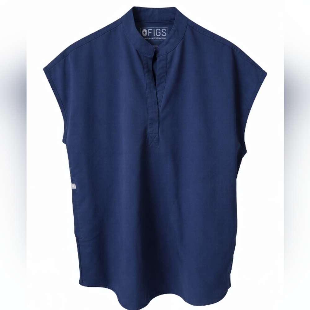 FIGS Rafaela Oversized Scrub Tops for Women — Mandarin Collar, 3 Pickets,